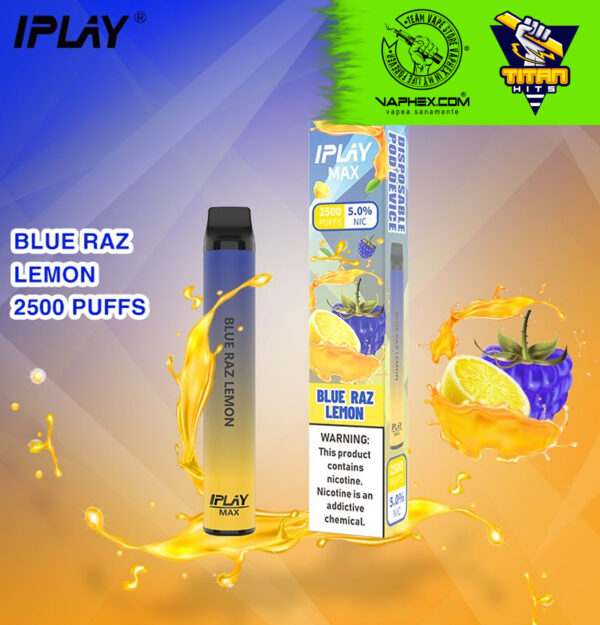 iplay max blue raz lemon 2500 puffs